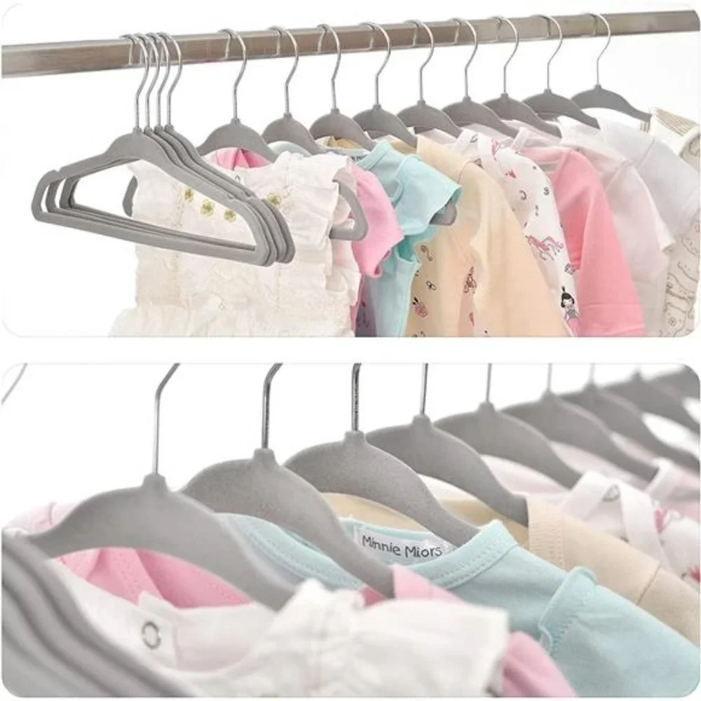 Pack of 20 Baby Hangers for Closet Velvet Grey